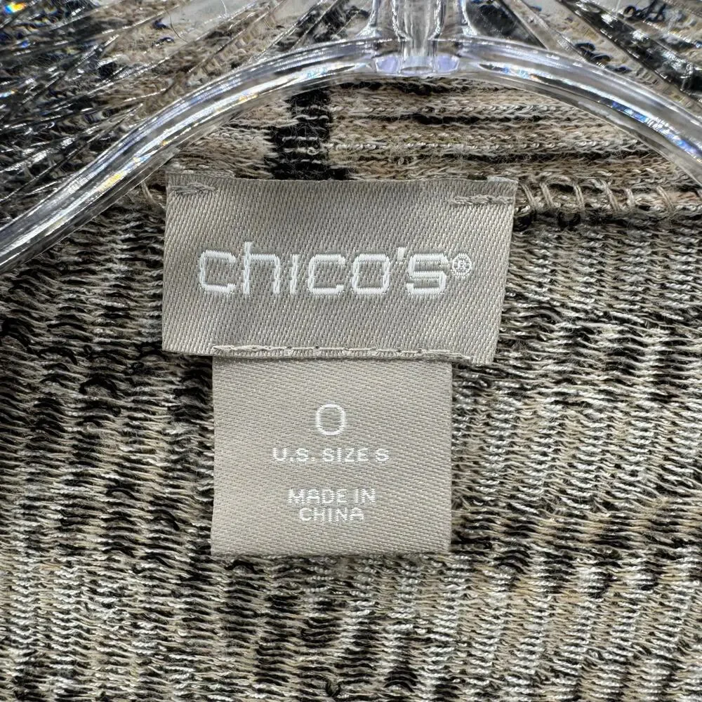Chico’s Women’s 0 Small Open‎ Front Zebra Animal Print Cardigan Sweater Neutral